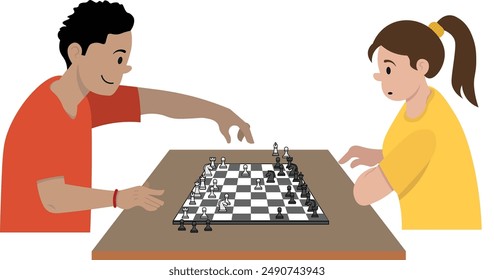 Two indian kids playing Chess