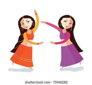 Two Indian women dance