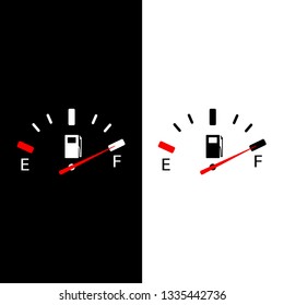 Two indicators of fuel on black and white backgrounds full gauge. EPS 10