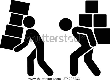 Two individuals carrying a large number of boxes together