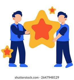 Two individuals celebrate success by holding a star, highlighting unity, support, and mutual inspiration