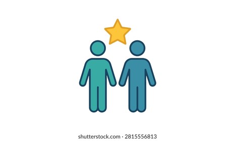 Two individuals linking hands under a shining star, representing success, collaboration, and mutual support