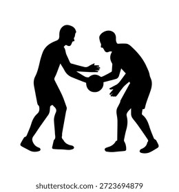 Two individuals playing basketball, trying to gain possession of the ball - Powered by Shutterstock - Get 15% off with code: PIKWIZARD15