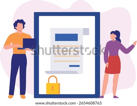 Two individuals sit attentively, perusing the password contract. They discuss terms earnestly, exchanging thoughtful glances.