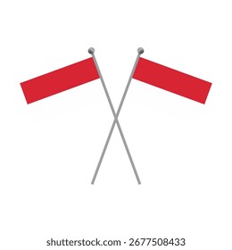 Duas bandeiras indonésias são cruzadas em um fundo preto ilustração plana