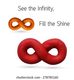 Two Infinity signs for use in your design products. Vector illustration. Plasticine modeling.