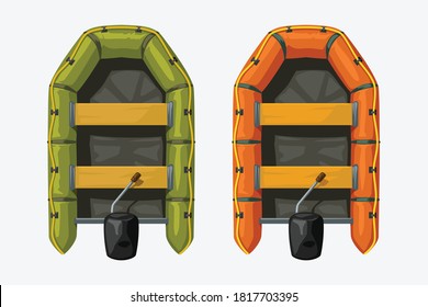 two inflatable boats top view on white
