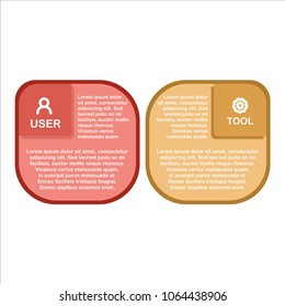 Two infographic shape banner brown and red color