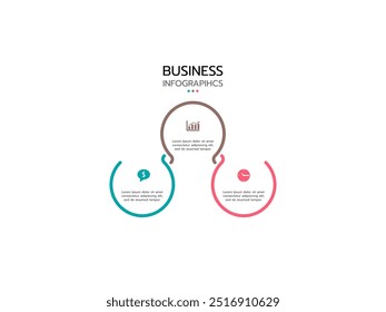 Dos elementos de infografía. Concepto de negocio con 3 opciones, pasos o procesos. Ilustración vectorial.