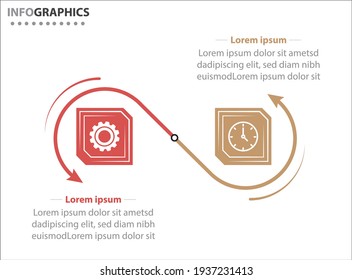 Two infographics element. Vector illustration. Vector business template for presentation. Timeline with 2 option. Vector Infographic label design template with icons and 2 options or steps.