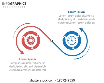 Dos elementos de infografía. Ilustración vectorial. Plantilla de negocio de vectores para presentación. Línea de tiempo con opción 2. 
Plantilla de diseño de etiquetas de vectores Infografía con iconos y 2 opciones o pasos.