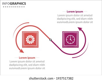 Two infographics element. Vector illustration. Vector business template for presentation. Timeline with 2 option. 
