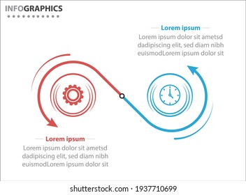 Dos elementos de infografía. Ilustración vectorial. Plantilla de negocio de vectores para presentación. Línea de tiempo con opción 2. 
Plantilla de diseño de etiquetas de vectores Infografía con iconos y 2 opciones o pasos.