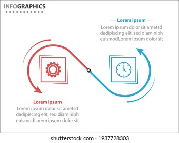 Dos elementos de infografía. Ilustración vectorial. Plantilla de negocio de vectores para presentación. Línea de tiempo con opción 2. 
Plantilla de diseño de etiquetas de vectores Infografía con iconos y 2 opciones o pasos.