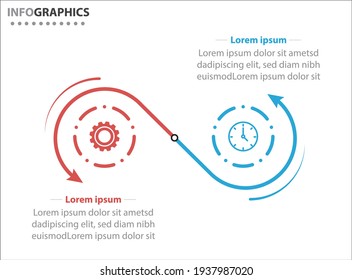 Two infographics element. Vector illustration. Vector business template for presentation. Timeline with 2 option. 
Vector Infographic label design template with icons and 2 options or steps.
