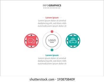 Two infographics element. Vector illustration. Vector business template for presentation. Timeline with 2 option. 
Vector Infographic label design template with icons and 2 options or steps.