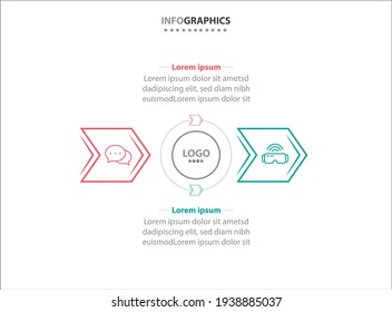 Dos elementos de infografía. Ilustración vectorial. Plantilla de negocio de vectores para presentación. Línea de tiempo con opción 2. 
Plantilla de diseño de etiquetas de vectores Infografía con iconos y 2 opciones o pasos.