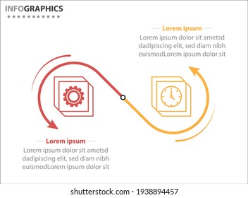 Two infographics element. Vector illustration. Vector business template for presentation. Timeline with 2 option. 
Vector Infographic label design template with icons and 2 options or steps.