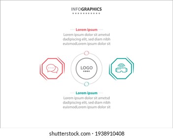 Dos elementos de infografía. Ilustración vectorial. Plantilla de negocio de vectores para presentación. Línea de tiempo con opción 2. 
Plantilla de diseño de etiquetas de vectores Infografía con iconos y 2 opciones o pasos.