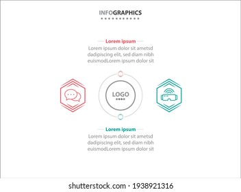 Two infographics element. Vector illustration. Vector business template for presentation. Timeline with 2 option. 
Vector Infographic label design template with icons and 2 options or steps.