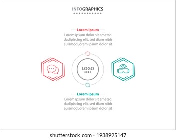 Zwei Infografik-Elemente. Vektorgrafik. Vektorgeschäftsvorlage zur Präsentation. Zeitleiste mit 2 Option. 
Design-Vorlage für Vektorgrafiken mit Symbolen und 2 Optionen oder Schritten.
