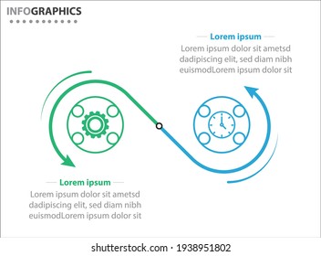 Dos elementos de infografía. Ilustración vectorial. Plantilla de negocio de vectores para presentación. Línea de tiempo con opción 2. 
Plantilla de diseño de etiquetas de vectores Infografía con iconos y 2 opciones o pasos.