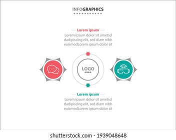 Two infographics element. Vector illustration. Vector business template for presentation. Timeline with 2 option. 
Vector Infographic label design template with icons and 2 options or steps.