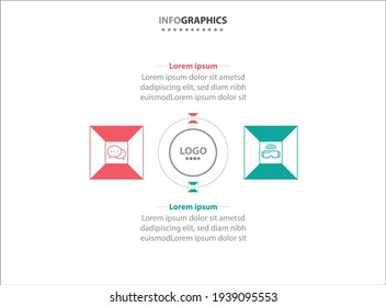 Two infographics element. Vector illustration. Vector business template for presentation. Timeline with 2 option. 
Vector Infographic label design template with icons and 2 options or steps.