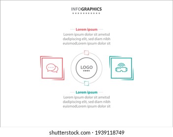 Zwei Infografik-Elemente. Vektorgrafik. Vektorgeschäftsvorlage zur Präsentation. Zeitleiste mit 2 Option. 
Design-Vorlage für Vektorgrafiken mit Symbolen und 2 Optionen oder Schritten.