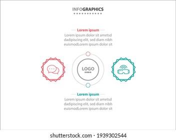 Two infographics element. Vector illustration. Vector business template for presentation. Timeline with 2 option. 
Vector Infographic label design template with icons and 2 options or steps.