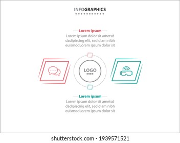 Two infographics element. Vector illustration. Vector business template for presentation. Timeline with 2 option. 
Vector Infographic label design template with icons and 2 options or steps.
