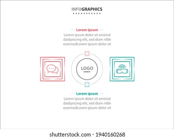 Two infographics element. Vector illustration. Vector business template for presentation. Timeline with 2 option. 
Vector Infographic label design template with icons and 2 options or steps.