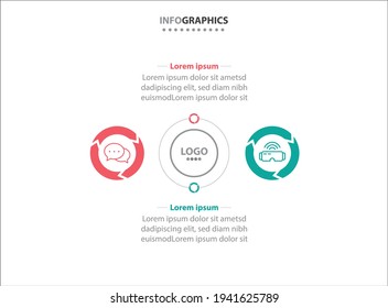 Two infographics element. Vector illustration. Vector business template for presentation. Timeline with 2 option. 
Vector Infographic label design template with icons and 2 options or steps.