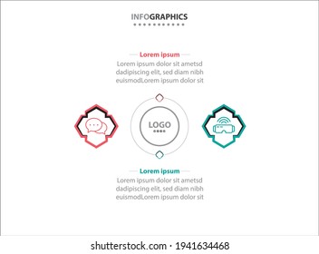 Two infographics element. Vector illustration. Vector business template for presentation. Timeline with 2 option. 
Vector Infographic label design template with icons and 2 options or steps.