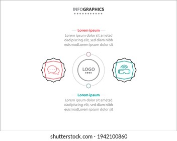 Two infographics element. Vector illustration. Vector business template for presentation. Timeline with 2 option. 
Vector Infographic label design template with icons and 2 options or steps.