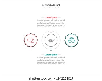 Two infographics element. Vector illustration. Vector business template for presentation. Timeline with 2 option. 
Vector Infographic label design template with icons and 2 options or steps.