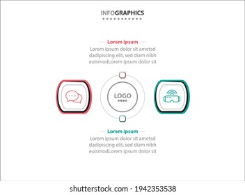 Two infographics element. Vector illustration. Vector business template for presentation. Timeline with 2 option. 
Vector Infographic label design template with icons and 2 options or steps.