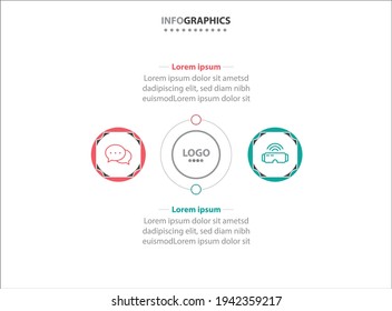 Zwei Infografik-Elemente. Vektorgrafik. Vektorgeschäftsvorlage zur Präsentation. Zeitleiste mit 2 Option. 
Design-Vorlage für Vektorgrafiken mit Symbolen und 2 Optionen oder Schritten.