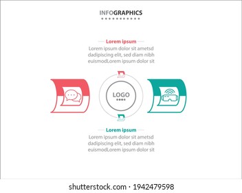 Two infographics element. Vector illustration. Vector business template for presentation. Timeline with 2 option. 
Vector Infographic label design template with icons and 2 options or steps.
