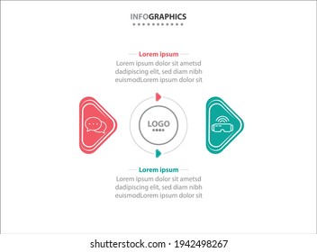 Zwei Infografik-Elemente. Vektorgrafik. Vektorgeschäftsvorlage zur Präsentation. Zeitleiste mit 2 Option. 
Design-Vorlage für Vektorgrafiken mit Symbolen und 2 Optionen oder Schritten.