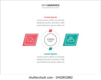 Two infographics element. Vector illustration. Vector business template for presentation. Timeline with 2 option. 
Vector Infographic label design template with icons and 2 options or steps.