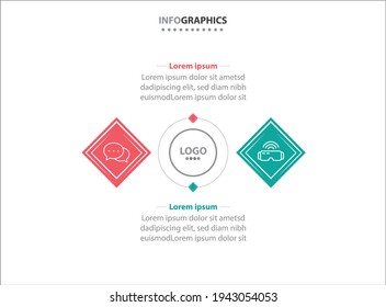 Two infographics element. Vector illustration. Vector business template for presentation. Timeline with 2 option. 
Vector Infographic label design template with icons and 2 options or steps.