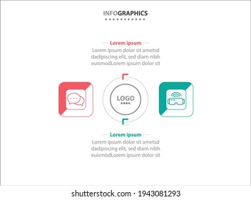 Dos elementos de infografía. Ilustración vectorial. Plantilla de negocio de vectores para presentación. Línea de tiempo con opción 2. 
Plantilla de diseño de etiquetas de vectores Infografía con iconos y 2 opciones o pasos.