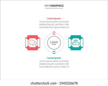 Two infographics element. Vector illustration. Vector business template for presentation. Timeline with 2 option. 
Vector Infographic label design template with icons and 2 options or steps.