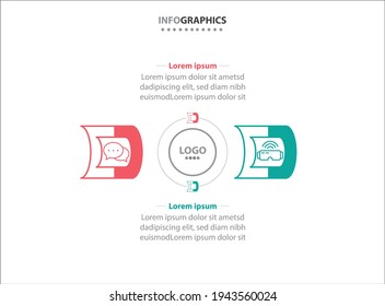 Two infographics element. Vector illustration. Vector business template for presentation. Timeline with 2 option. 
Vector Infographic label design template with icons and 2 options or steps.