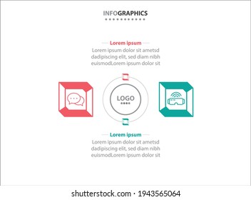 Dos elementos de infografía. Ilustración vectorial. Plantilla de negocio de vectores para presentación. Línea de tiempo con opción 2. 
Plantilla de diseño de etiquetas de vectores Infografía con iconos y 2 opciones o pasos.