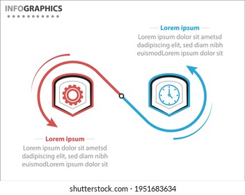 Two infographics element. Vector illustration. Vector business template for presentation. Timeline with 2 option. 
Vector Infographic label design template with icons and 2 options or steps.