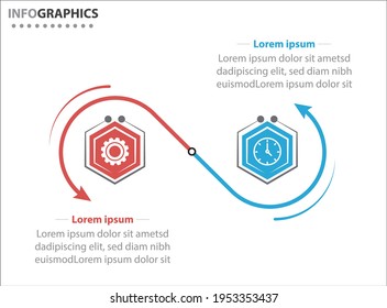Dos elementos de infografía. Ilustración vectorial. Plantilla de negocio de vectores para presentación. Línea de tiempo con opción 2. 
Plantilla de diseño de etiquetas de vectores Infografía con iconos y 2 opciones o pasos.