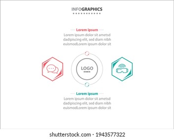 Two infographics elements. Vector illustration. Vector business template for presentation. Timeline with 2 options. 
Vector Infographic label design template with icons and 2 options or steps.