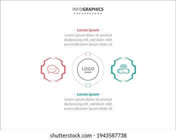 Two infographics elements. Vector illustration. Vector business template for presentation. Timeline with 2 options. 
Vector Infographic label design template with icons and 2 options or steps.